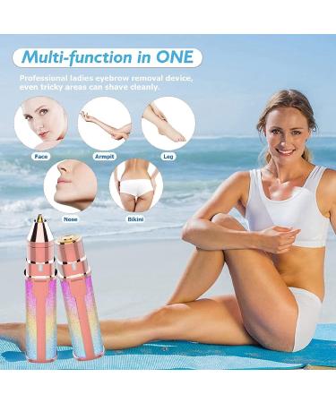2-IN-1 Rechargeable Facial Hair Remover for Women - Painless Lady Shavers with LED Light, Nose & Hair Trimmer for Lips, Chin, Face, and Eyebrows - Buy Online on GoSupps.com