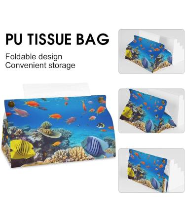 Tissue Box Cover Tissue Box Holder Coral and Sea Fish Print Tissue Holder Travel Tissue Packs Facial Paper Holder Decorative Holder - Buy Online on GoSupps.com