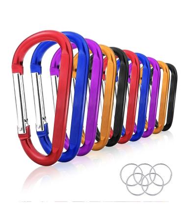 10 Pack 3'' Aluminum Spring Snap Hook Carabiner D Ring Carabiner Clip Camping Accessories Fishing Hiking Traveling and Keychain Craebuer