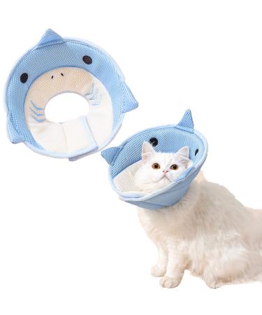 Halskrause Cat adjustable hubin fleece collar after the operation protective collar for cats kittens and puppies (blue shark m (weight 2.5-5kg)) blue shark (weight 2.5-5kg)