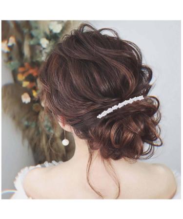 Yheakne Vintage Pearl Hair Comb Gold Pearl Wedding Hair Clip Metal Hair Comb Headpieces Decorative Head Comb Headwear Bride Barrette Hair Piece Wedding Hair Accessories for Women and Girls (Gold C)