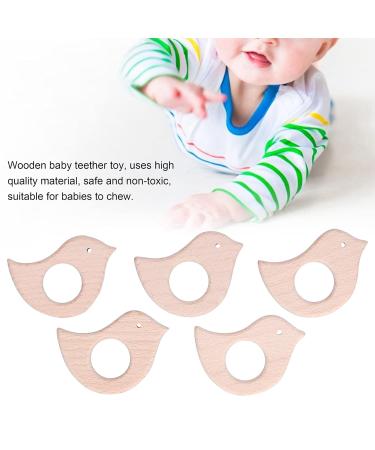 5Pcs Natural Wood Bird Teething Rings for Infant Toddler DIY Handiwork - Buy Online on GoSupps.com