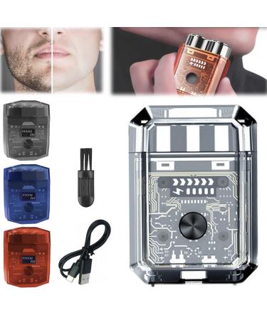 Mini Transparent Body Dual Head Magnetic Electric Shaver Tampayie Transparent Mini Electric Shaver with Low Noise Allfound Shaver Razors for Men Electric Shaver (Silver)