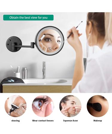 LANSI 8 Inch LED Makeup Mirror with Lights and 7X Magnification, Wall Mounted Vanity Mirror for Bathroom - Black - Buy Online on GoSupps.com
