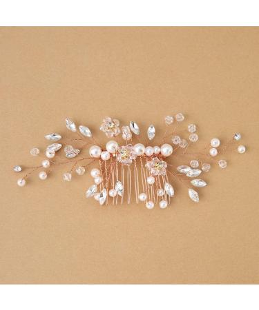 Bridal Flower Side Hair Clips Pearl Flower Hair Piece Wedding Hair Accessories for Brides Bridesmaid Girls Women - Buy Online on GoSupps.com