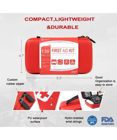 SHBC Compact First Aid Kit (139 Piece) - Adventure Medical Kit with Waterproof Case - Includes Emergency Blanket, Fire Starter, Compass, Wire Saw - for Survival, Home, Car, Camping, Hiking, Hunting, Sports - Buy Online on GoSupps.com