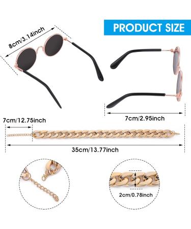 cobee Cat Sunglasses Retro Kitten Sunglass with Rose Gold Chain Eye UV Protection Classic Small Cat Glasses Cosplay Costume for Photo Props Cute Pet Decorations for Birthday Party - Buy Online on GoSupps.com