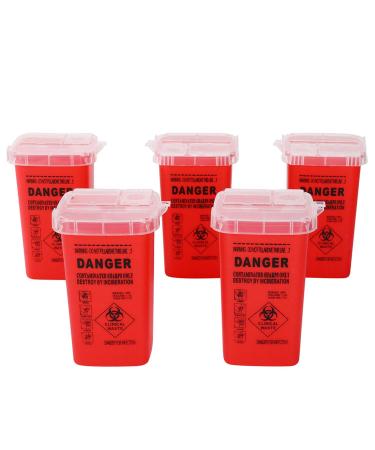 DOWEI Sharps Disposal Container 5 Pack Biohazard Needle Disposal Container 1 Quart Size for Supplies Accessories