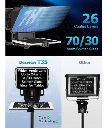 Desview T3S Teleprompter for Devices up to 11 with Remote Control and Liftable Shooting Platform - Buy Online on GoSupps.com