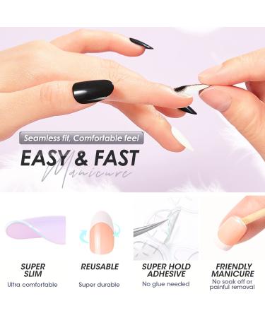 Vamony Press On Nails - 48Pcs Glossy Short Pink Solid Almond Fake Nails Kit for Women & Girls | Press-On Manicure Set with Prep Pad & Mini File - Perfect Christmas Gift - Buy Online on GoSupps.com