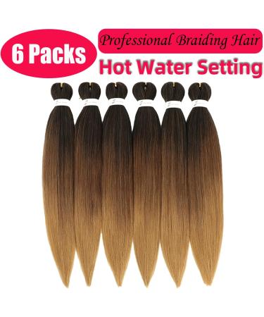 Pre-stretched Braiding Hair Easy Braid 6 Packs Professional Synthetic Fiber Crochet EZ Braids Yaki Texture Braiding Hair Extensions(1B/30/27 20 inch) 20 Inch (Pack of 6) T1B/30/27 - Buy Online on GoSupps.com