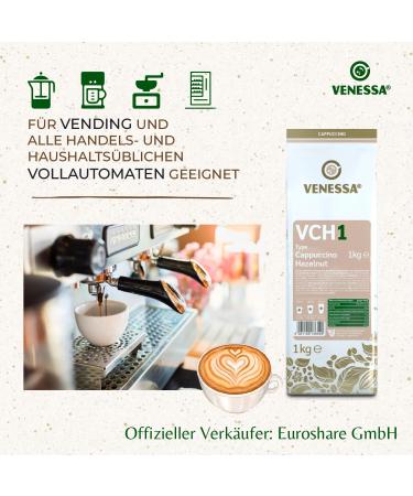 VENESSA VCH 1 Cappuccino Hazelnut 10 x 1 kg Very economical Conservation pack Instant soluble coffee with hazelnut flavour Creamy aroma All Vending & Office coffee machines - Buy Online on GoSupps.com