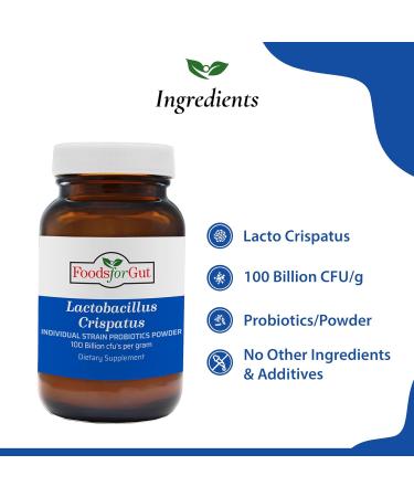 Foods For Gut Lactobacillus Crispatus Probiotic Powder 100 Billion cfu's | No Additives | Digestive & Immune Support | High Potency | L. Crispatus | 60 Grams (2.11 Oz) 2.11 Ounce (Pack of 1) - Buy Online on GoSupps.com