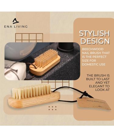 ENA Living Nail Brush (9.5x3.3 cm) | Wooden Eco Nail Brush | Sustainable Wooden Nail Brush Made From Beechwood | Long Lasting and Sturdy Natural Nail Brush Cleaner - Buy Online on GoSupps.com