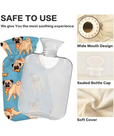 Naanle Hot Water Bottle with Cover Pizza Pug Design 2L Large Hot Water Bag for Bed & Pain Relief Ideal Hand & Feet Warmer Ships Internationally - Buy Online on GoSupps.com
