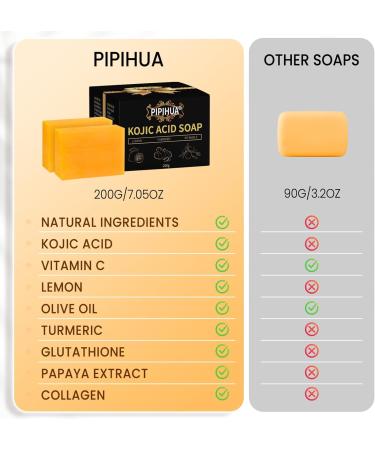 PIPIHUA Savon l'acide kojique et au citron pour l'hyperpigmentation Savon pour l'acn avec Collag ne Curcuma Collag ne Acide Hyaluronique (2 100g) 2Pcs - Citron - Buy Online on GoSupps.com