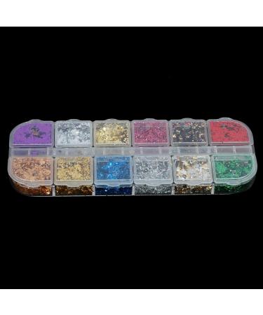 daiwei 12 Grid Nail Sequins Paillette Aluminum Irregular Flakes Gold Silver Pigment Nail Art Decoration Mirror Foil Paper Cby - Buy Online on GoSupps.com
