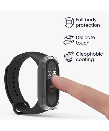 kwmobile Cover Comaptible with Xiaomi Mi Band 4 / Band 5 / Band 6 (Set of 2) -Tempered Glass with Plastic Frame - Black/Transparent black / transparent - Buy Online on GoSupps.com