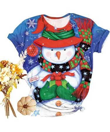 Yihaojia Christmas Shirts for Women Short Sleeve Crewneck Xmas Tee Shirt Top Funny Christmas Tree Grapgic Holiday Tops Red#100 X-Large - Buy Online on GoSupps.com