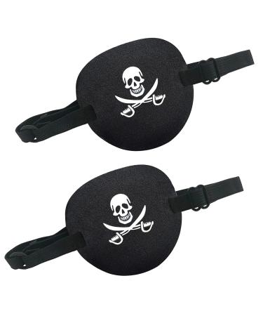2PCS Pirate Eye Patch Captain Eye Patches Skull Crossknives Eye Patch Medical Eye Patches Lazy Eye Patches for Adults Kids