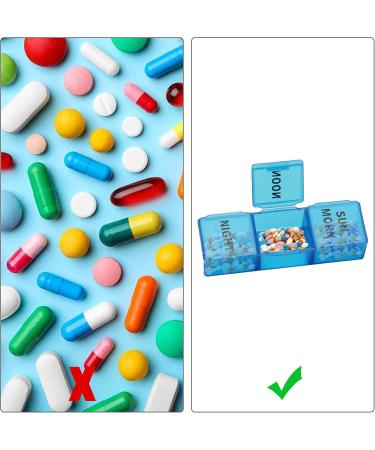 Kiniza Small Weekly Pill Organizer - 3x Daily 7-Day Pill Box Moisture-Proof & Portable Travel Case for Vitamins & Medication - Buy Online on GoSupps.com
