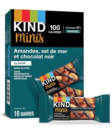 KIND Bars Dark Chocolate Nuts & Sea Salt Gluten Free Low Sugar 40 Grams 12 Count & Minis Almond Sea Salt & Dark Chocolate Gluten Free 100 Calories Low Sugar 20 grams 10 Count - Buy Online on GoSupps.com