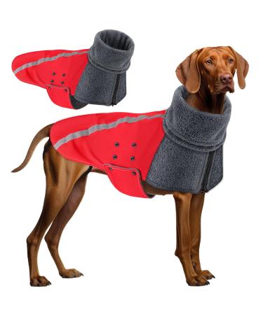 Slowton winter coat for dogs warm lining made of polar fleece outer jacket for dogs with turtleneck scarf.