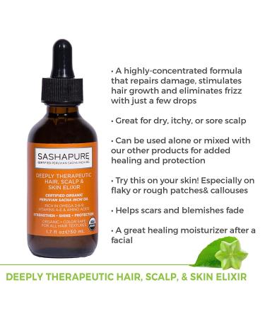 Sashapure Deeply Therapeutic Hair Scalp & Skin Elixir 50ml - Nourishing Treatment for Healthy Hair & Skin | Free International Shipping - Buy Online on GoSupps.com