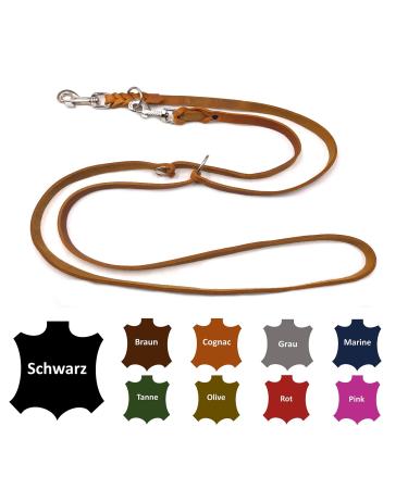 Dog liner Small dogs / large dogs 2m / 2.40m / 2.80m / 3.50m / 5m Double linen adjustable (2m x 15mm cognac) 2m x 15mm cognac