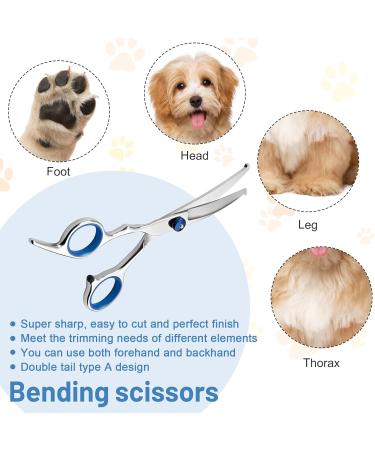 Curved Dog Grooming Scissors - Stainless Steel Pet Fur Scissors for Dogs & Cats - Safety Round Tip - Buy Online on GoSupps.com
