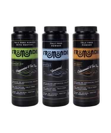 Fromonda (Muti-Scent) Body Powder (5 oz. 3-Pack) Unisex, Talc-Free, Anti-Chafing, Sweat Defense with Essential Oils