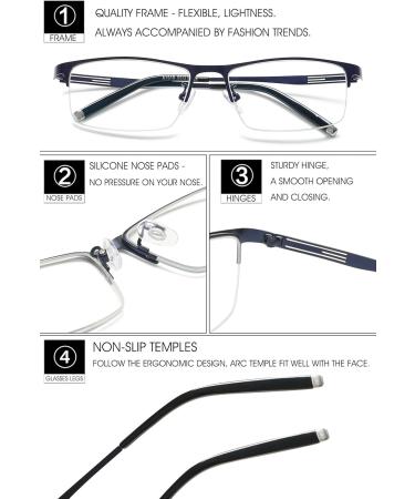 Vevesmundo Self-Tinting Blue Light Filter Glasses | Photochromic Sun Reading Glasses for Men | Metal Half-Brand Sunglasses with UV Protection - Buy Online on GoSupps.com