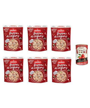 Italian Gourmet E.R. Pedon I Pronti Pack of 6 Legume Soups 300g + Gourmet Italian Pelati 400g