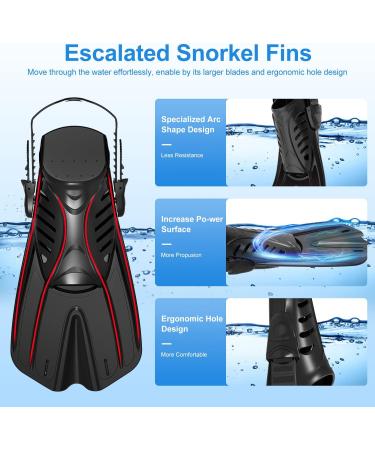 Professional 4-in-1 Snorkel Set for Adults | Adjustable Dive Flippers, Anti-Fog Mask, Dry Top Snorkel & Earplugs | Ideal for Snorkeling, Swimming & Scuba Diving | Black Large-X-Large - Buy Online on GoSupps.com