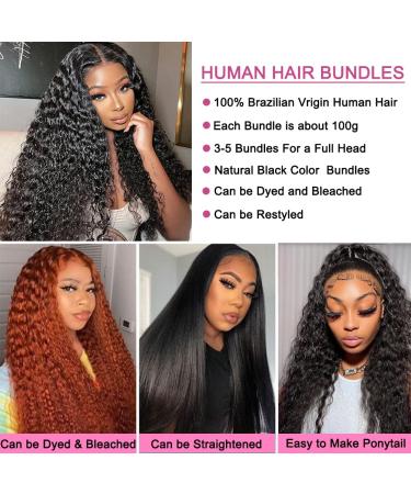 20 Deep Wave Brazilian Human Hair Bundle | 10A Unprocessed Virgin Weave | Natural Black Color | Wavy & Wet | Double Weft Extension - Buy Online on GoSupps.com