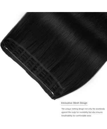 Yamel Invisible Wire Hair Extensions 16 Inch Natural Black Long Silky Straight Synthetic Hairpieces Secret Hair Extensions for Women Black 16 inch - Buy Online on GoSupps.com