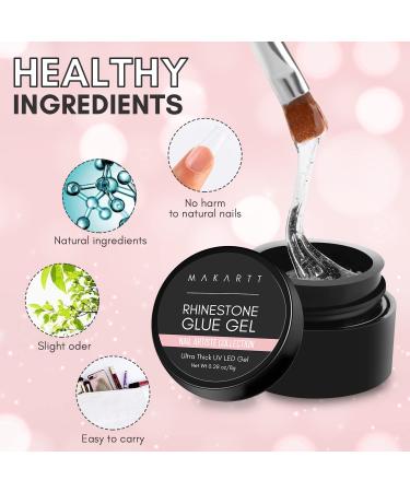 Makartt 2pcs Nail Rhinestone Glue Gel Set - 38ml Clear Super Strong Adhesive for Nail Decorations - 3D Stones, Charms, Flowers - Nail Lamp Required - Buy Online on GoSupps.com