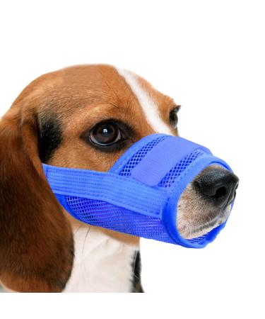 Yaodhaod dogs muzzle nylon mesh breathable and comfortable quick-seated dog inevitation with adjustable straps biting chewing and barking (XXL blue) XXL blue