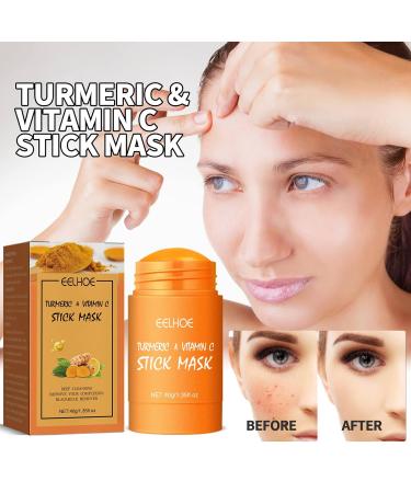 Organic Turmeric Facial Clay Stick Mask - Vitamin C Acne & Blackhead Remover for Men & Women | Skin Tightening & Pore Filler - Buy Online on GoSupps.com
