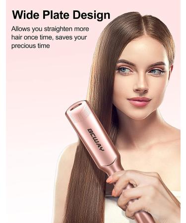 BCway 1.5 Wide Plate Hair Straightener Flat Iron - Adjustable Temperature, Digital LCD, 3D Titanium Plates - Rose Gold - Perfect for All Hair Types - Buy Online on GoSupps.com