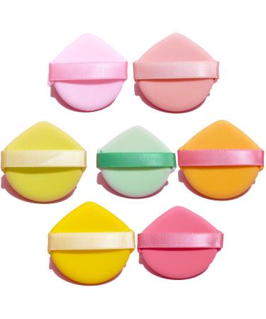 7 Pieces Triangle Powder Puff Portable Soft Colour Makeup Puff Sponge for Loose Mineral Powder Cosmetic Under Eyes and Corners Beauty Makeup Tools