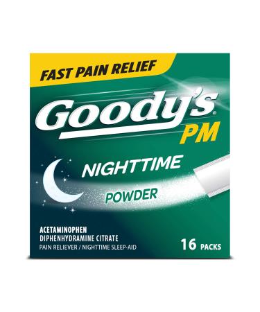 Goody's PM Nighttime Powder, Dissolve Packs For Pain with Sleeplessness, 16 Individual Packets 16 Count (Pack of 1)