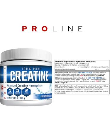 Pro Line Creatine Monohydrate | 100% Pure Micronized Creatine Monohydrate Supplement for Increased Muscle Mass Strength & Power | Unflavoured 60 Servings (300g) - Buy Online on GoSupps.com