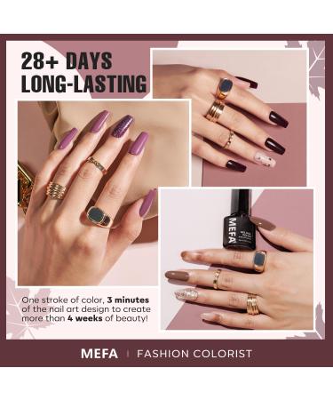 MEFA Gel Nail Polish Set - 12 Colors Including Burgundy Red Champagne Gold Glitter & Dark Purple - Perfect DIY Manicure Gift for Women & Girls - Buy Online on GoSupps.com