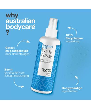 Australian Bodycare Salicylic acid spray against pimples impure skin and clogged pores with 2 salicylic acid and glycolic acid for deep cleansing of the pores - Buy Online on GoSupps.com
