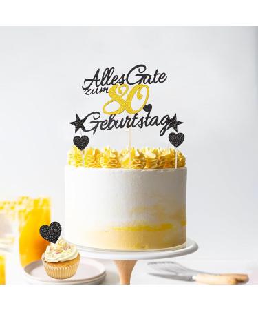 Gold Rock 11-Piece Cake Decoration Set for 80th Birthday - Elegant Cake Toppers for Men & Women Celebrations - Buy Online on GoSupps.com