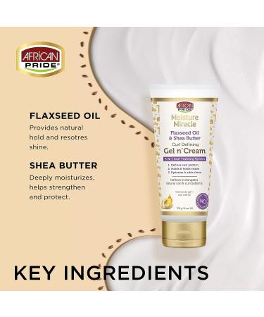 African Pride Moisture Miracle Gel n' Cream - 3-In-1 Curl Training System with Flaxseed Oil & Shea Butter - Defines, Holds, Hydrates, Adds Shine - 6 oz - Buy Online on GoSupps.com
