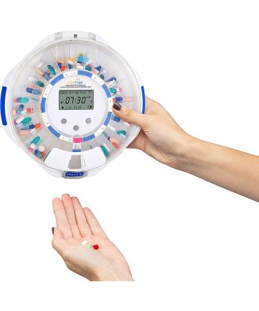 LiveFine Smart WiFi Automatic Pill Dispenser with Clear Lid | 28-Day Medication Organizer | Up to 9 Doses Per Day | Light/Sound Alarms | Lock Key System - Buy Online on GoSupps.com