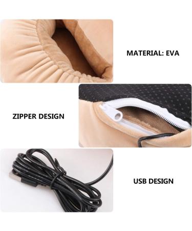 Buy Holibanna USB Foot Warmers - Fluffy Heated Slippers for Winter | Electric Heating Cushions in Camel Color - Perfect for Office Comfort - Buy Online on GoSupps.com
