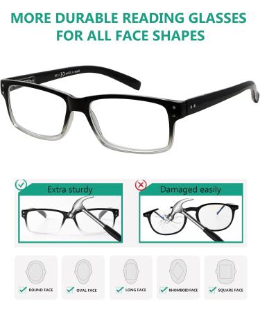Eyekeper Classic Spring Hinge Reading Glasses - 5 Piece Set Black/Transparent 2.5 Diopters Sun Reading Glasses with Transparent Lens - International Shipping Available - Buy Online on GoSupps.com
